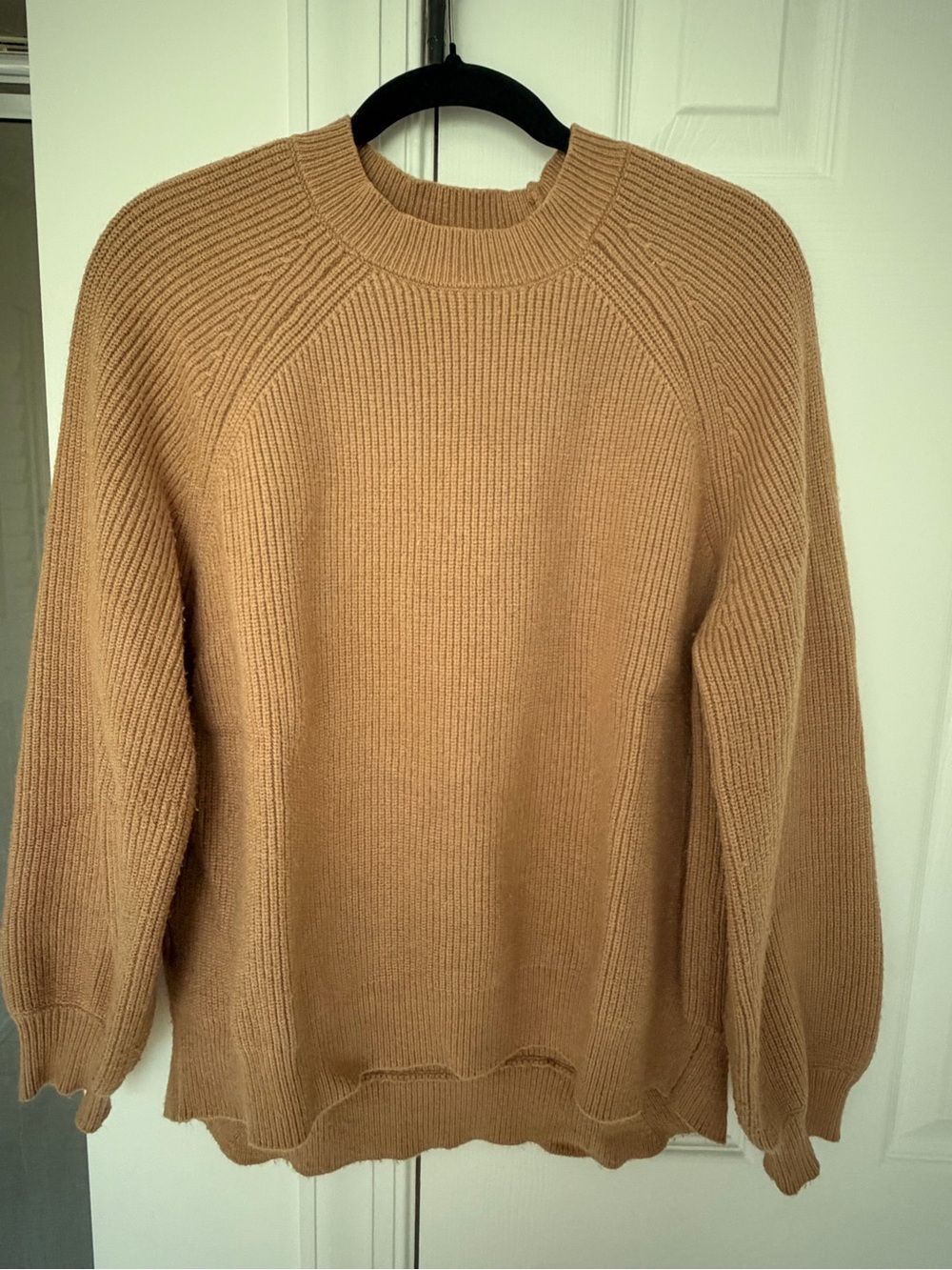 Mango Ribbed Crewneck Sweater in Camel Brown - Size Small
